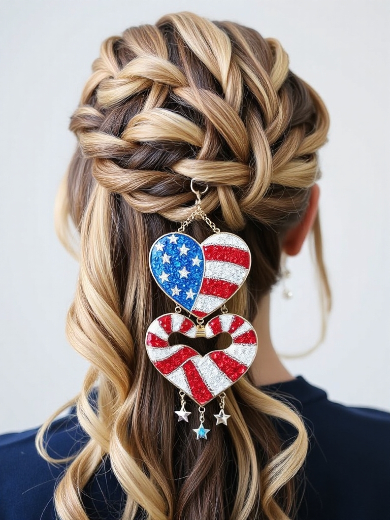 american flag hair clip
