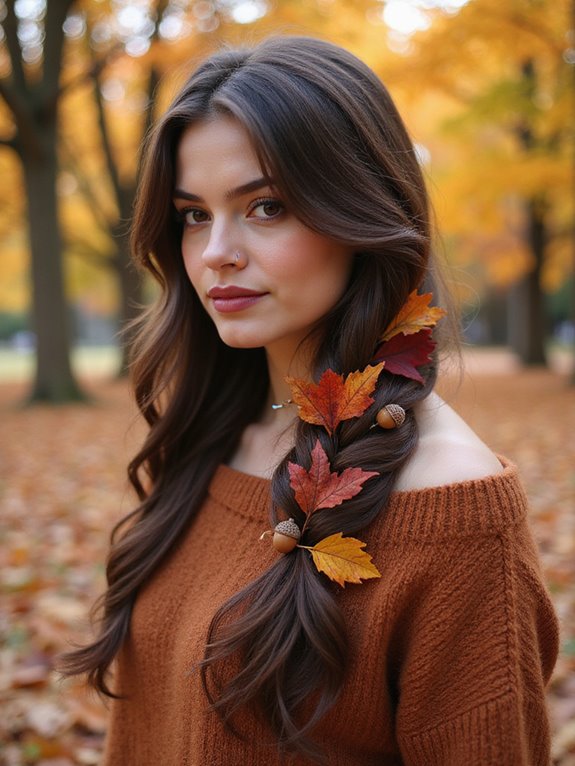 autumn leaves side braid