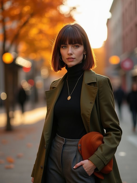 blunt bangs sleek bob