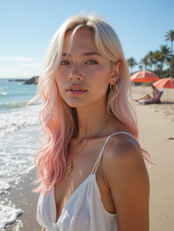 blush pink platinum gradient hair
