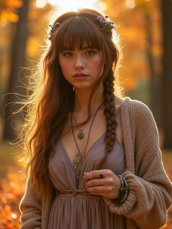 bohemian braided bangs hairstyle