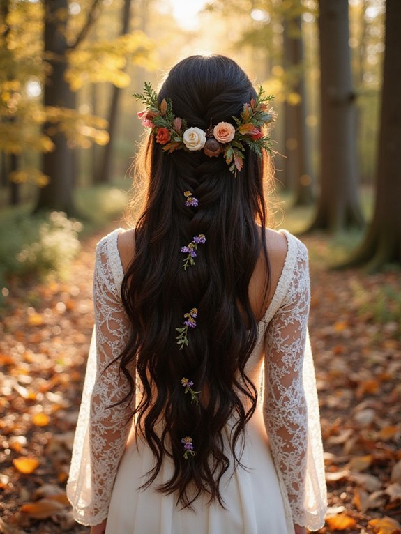bohemian braids with leaves