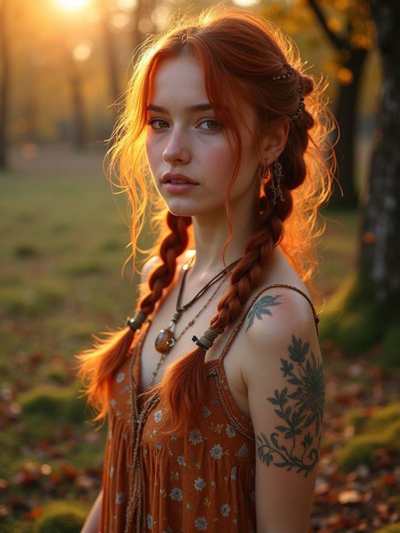 boho chic pigtails style