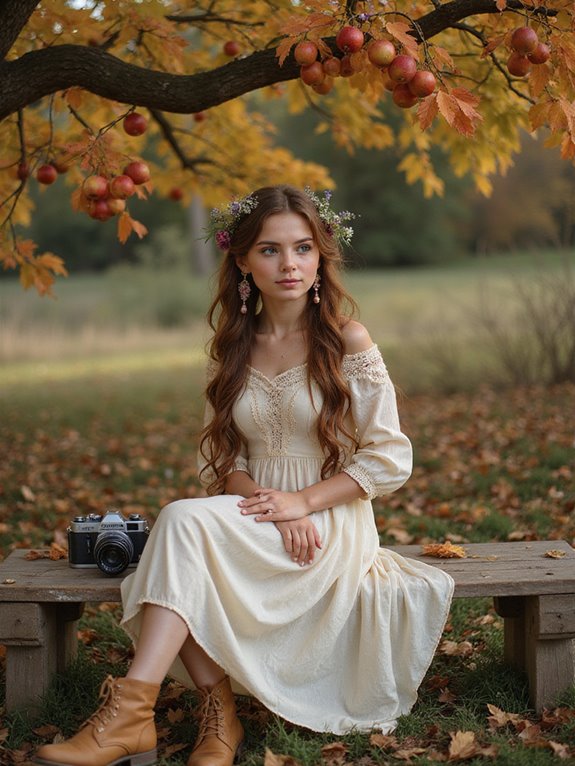 bohemian chic pigtails with flowers