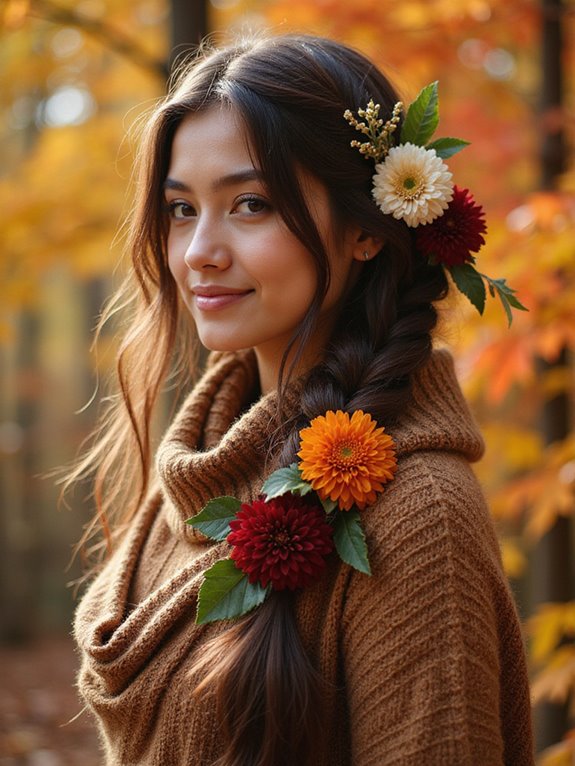 boho side braid flowers