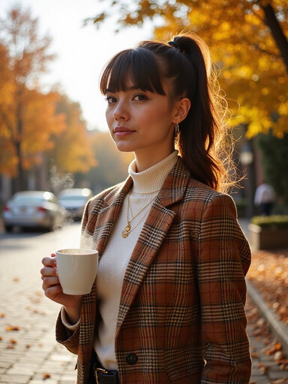 bold bangs high ponytail