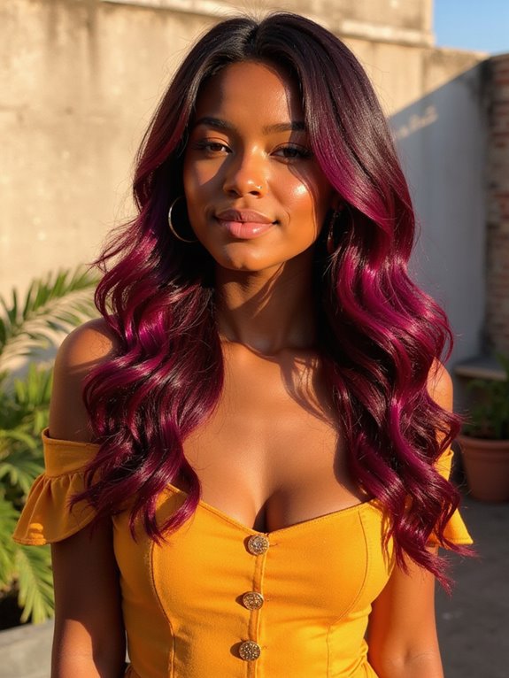 striking burgundy hair statement