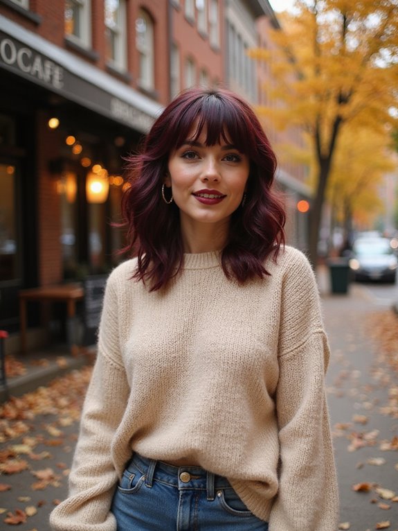 intense deep burgundy shag