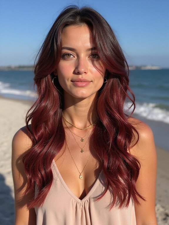 intense deep maroon balayage