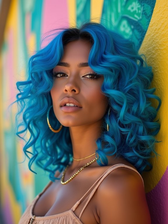 bold electric blue hairstyle