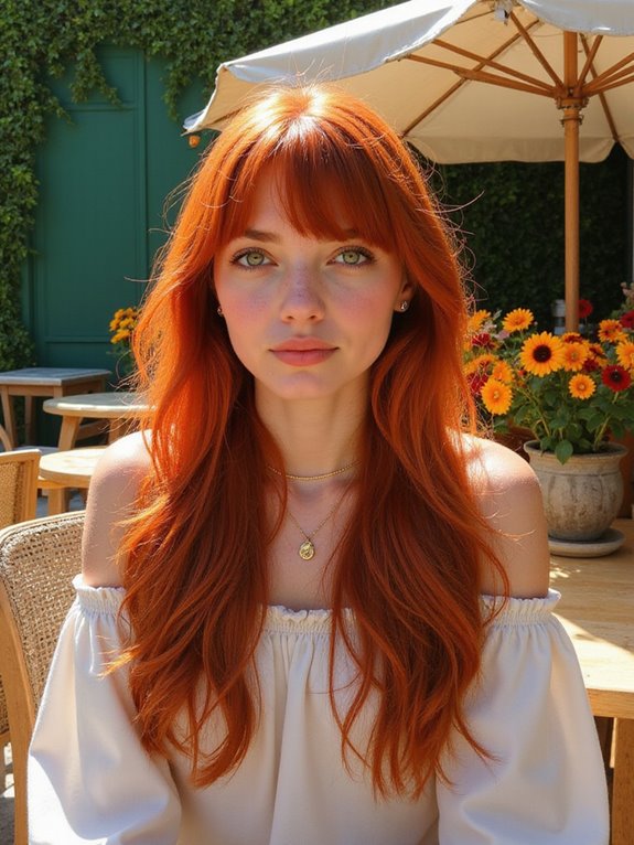 bold fiery red bangs