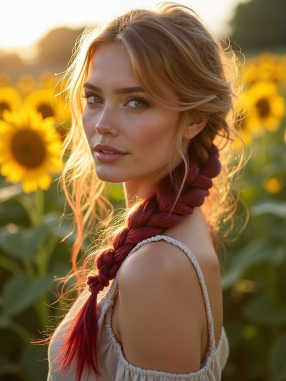 bold golden burgundy transformation