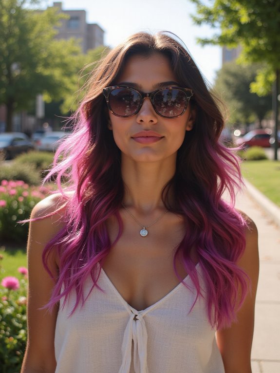 bold magenta hair streaks