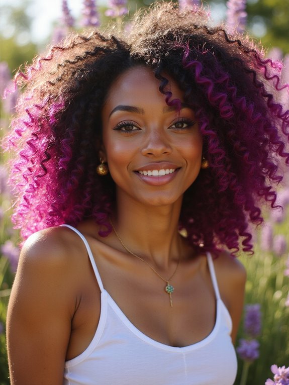 bold magenta streaked curls