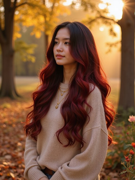 bold maroon streaks hairstyle