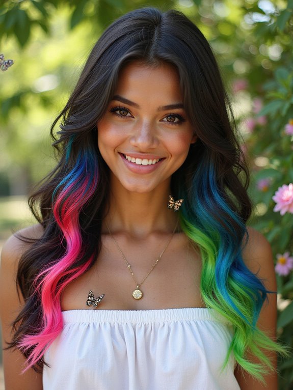 bold neon hair streaks