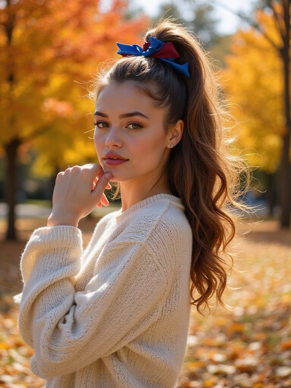 bold ponytails with ribbons