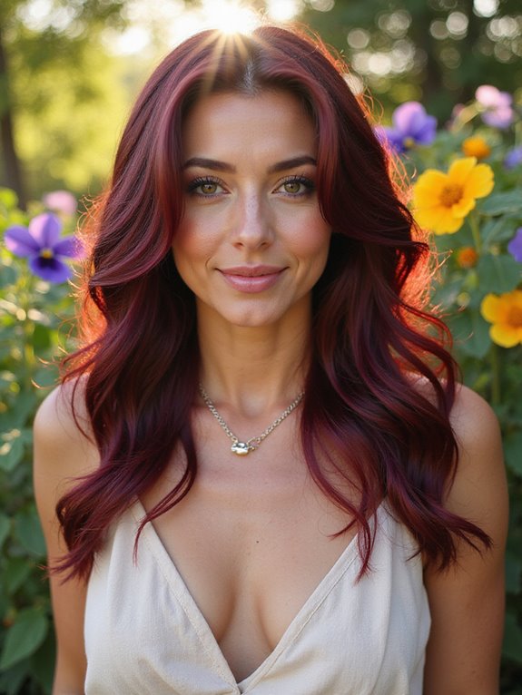 bold deep burgundy balayage