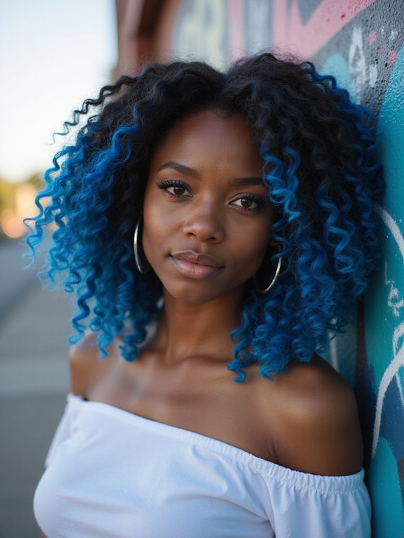 bold vibrant blue balayage