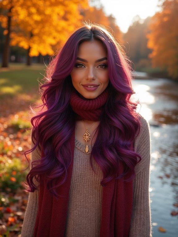 bold vibrant plum hair