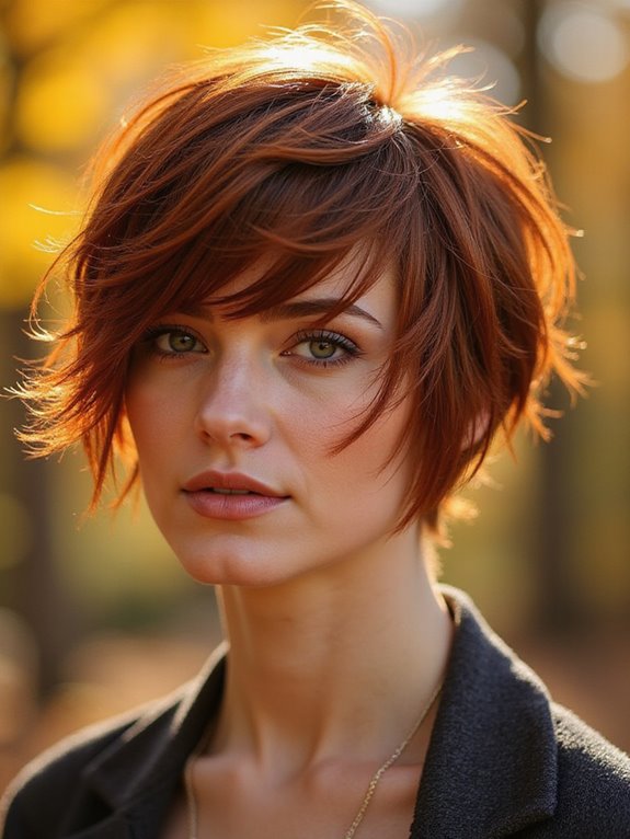 bold warm toned pixie cut