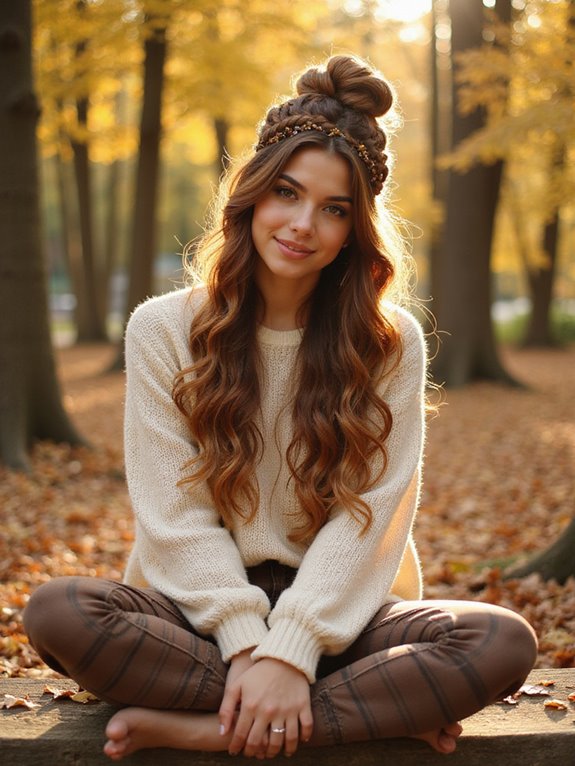 braided bun with loose curls