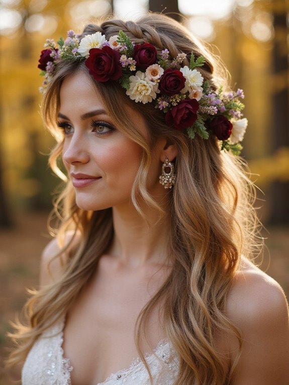 braided crown with flowers