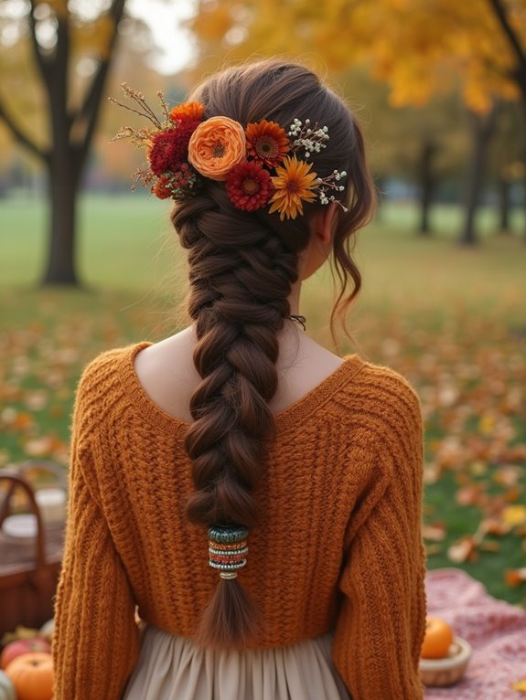 braided updos with florals