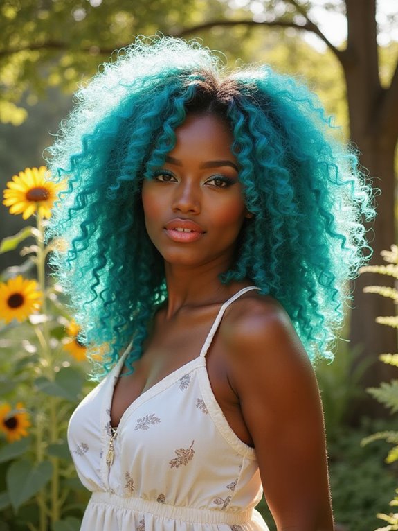 dynamic teal hair highlights