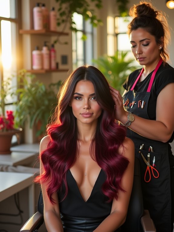 burgundy money piece transformation