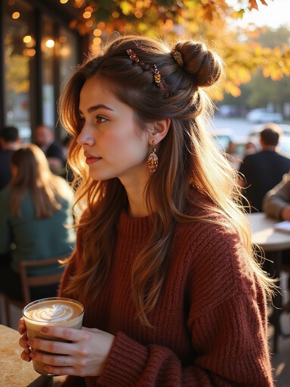 charming autumn half up hairstyle