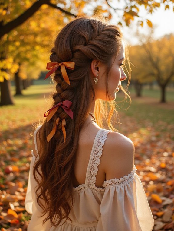 charming side braids with ribbon