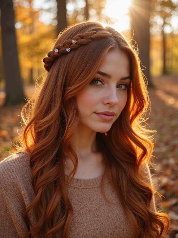 chic auburn half up hairstyle