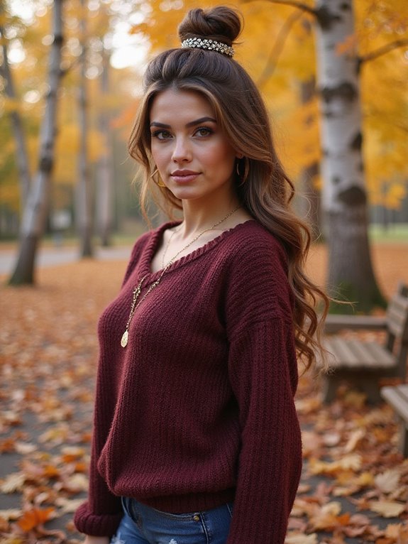 fashionable half up top knot