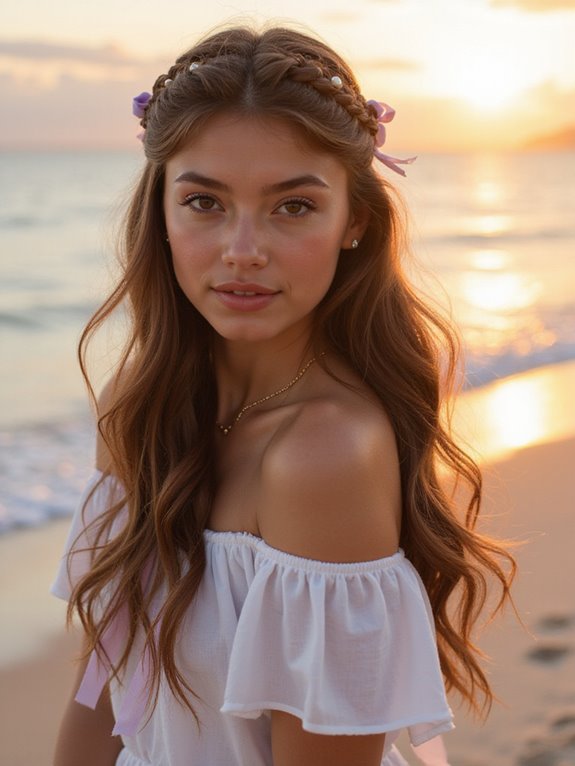 chic half up waves style