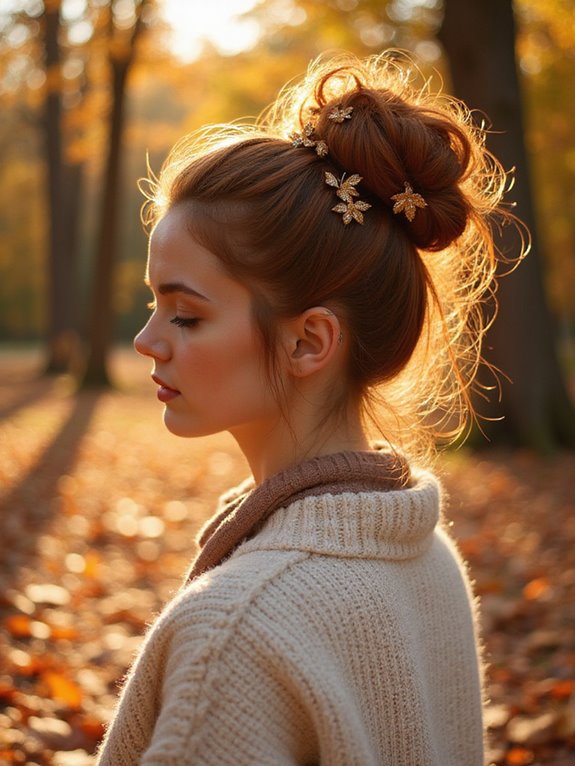 chic messy auburn bun