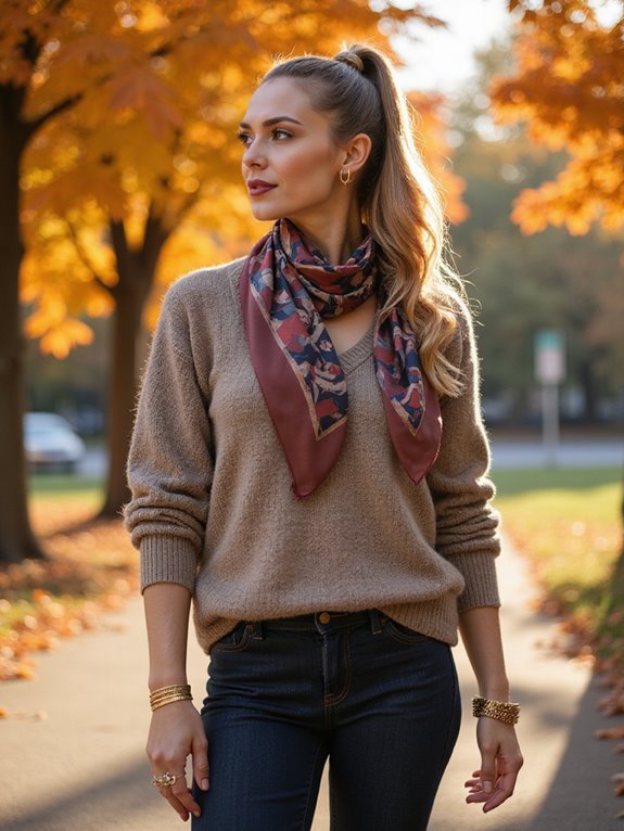 chic ponytail with scarf