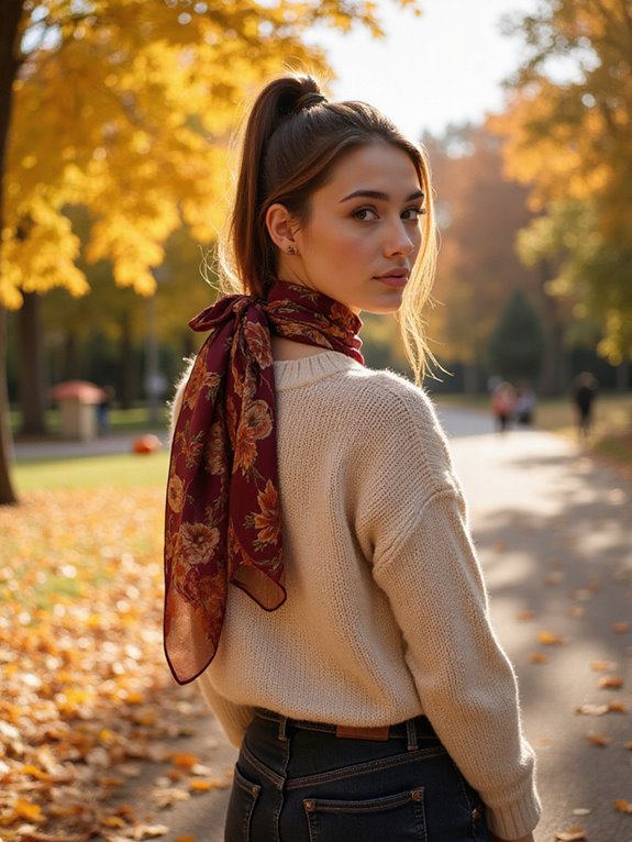 chic scarf tied ponytail style