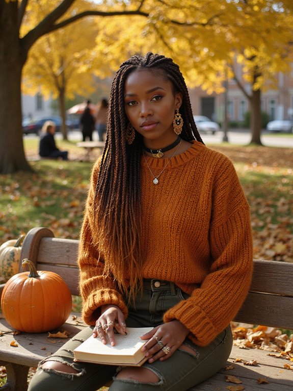 colorful box braids styling