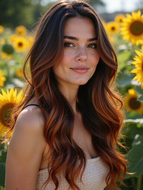 copper balayage hair highlights