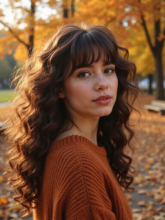 curly bangs with voluminous hair