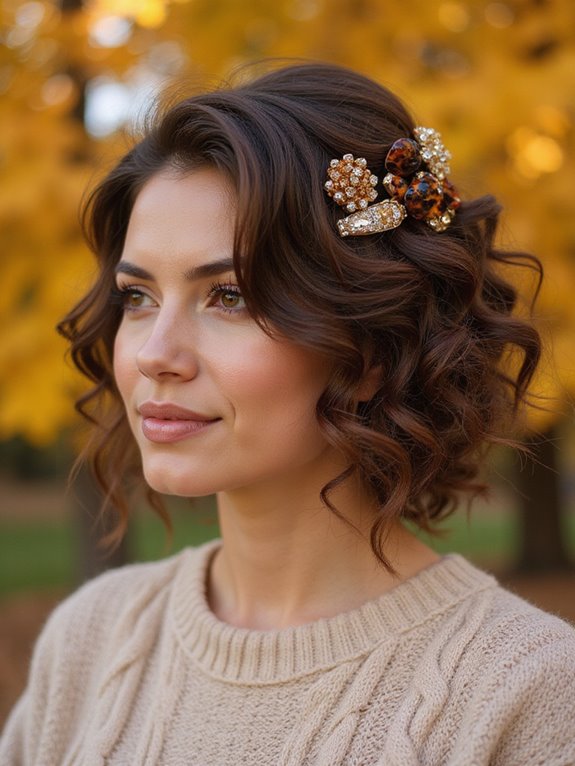 curly updo with clips