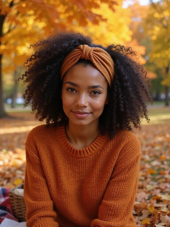 defined curls with headband