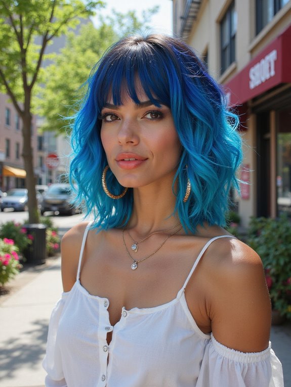 electric blue choppy bangs