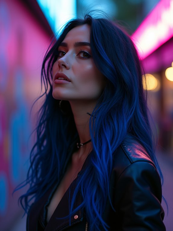 electric blue hair streaks