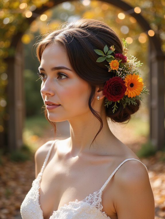 refined autumn floral chignon