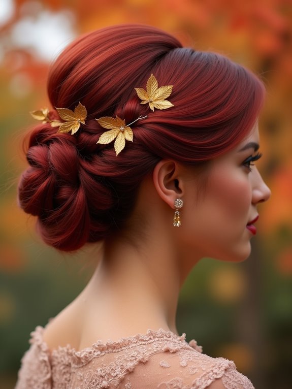 elegant red updo hairstyle