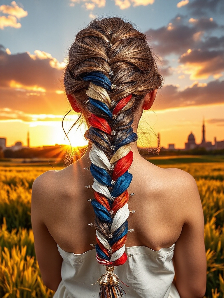 festive colorful braiding hairstyle