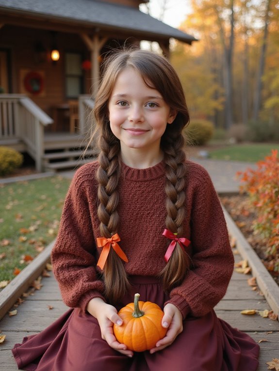 festive double braids with ribbons