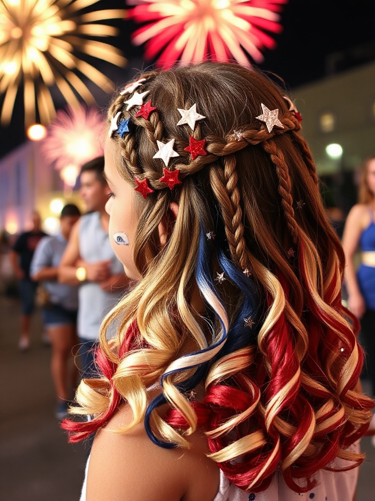 festive patriotic hairstyle waves
